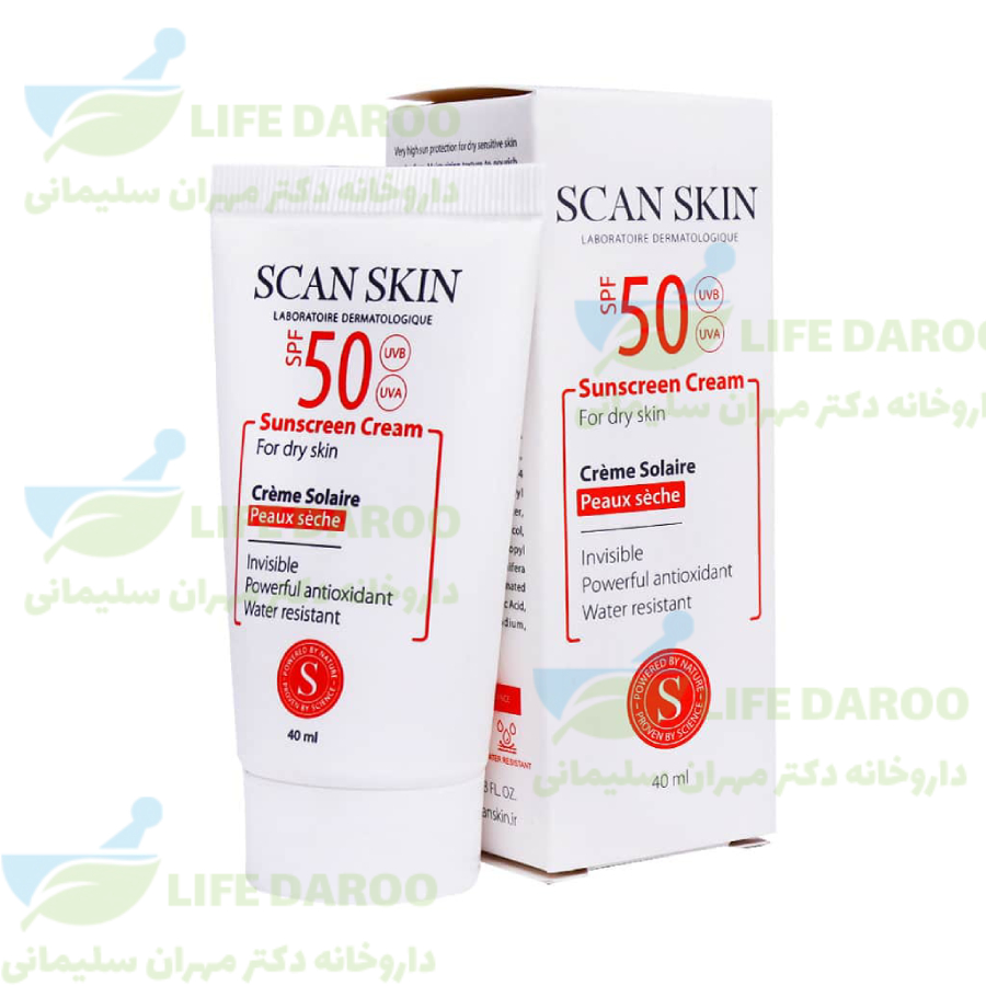 کرم ضد آفتاب بی رنگ پوست خشک SPF50 اسکن اسکین